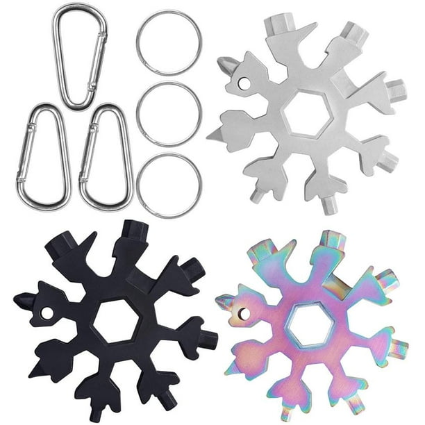 18 In 1 DIY Stainless Multi-Tool Portable Snowflake Shape Key Chain Screwdriver~